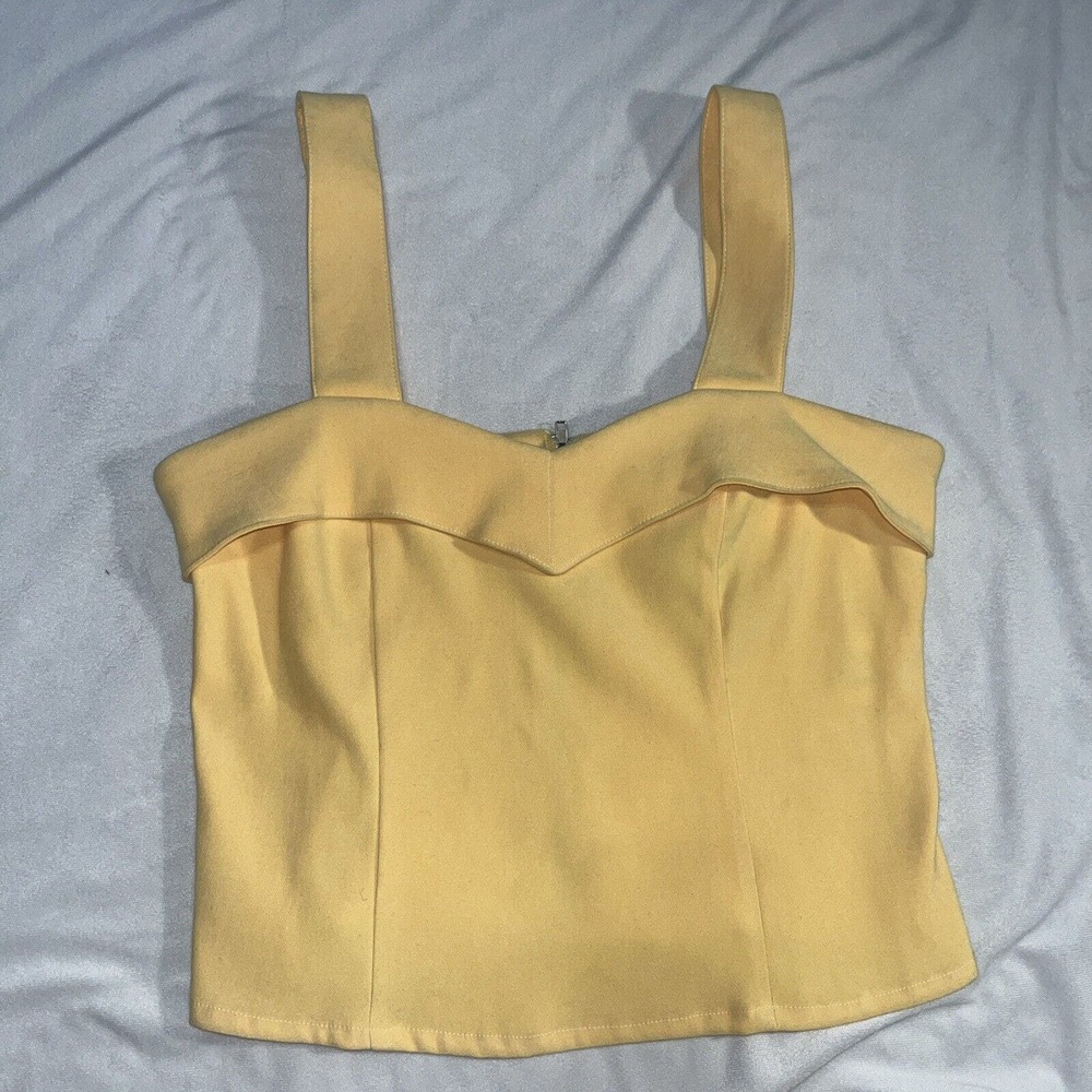 XS Yellow Structured Sweetheart Neckline Bustier Blouse Tank